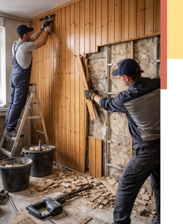 Демонтаж вагонки со стен в Соль-илецке от 1511 руб. — снятие, удаление, срочно | ОТДЕЛОЧНИК-Сои