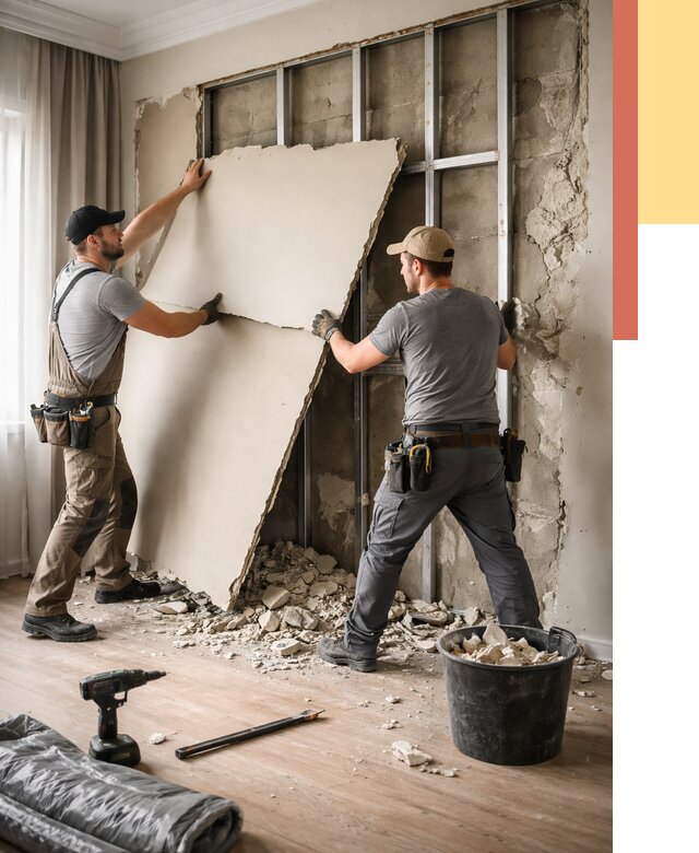 Демонтаж гипсокартона со стен в Соль-илецке от 365 руб. — услуги демонтажа | ОТДЕЛОЧНИК-Сои