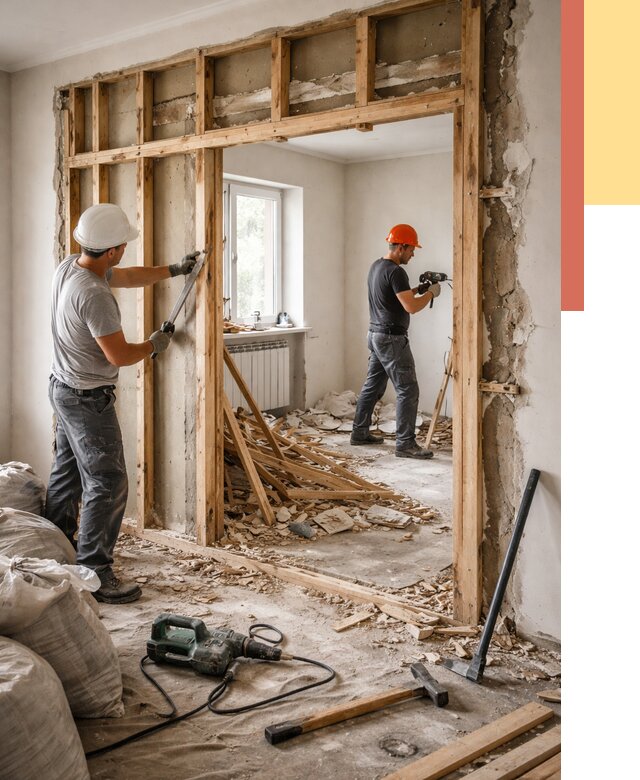 Демонтаж деревянных перегородок в Соль-илецке от 3334 руб. — быстро и недорого | ОТДЕЛОЧНИК-Сои