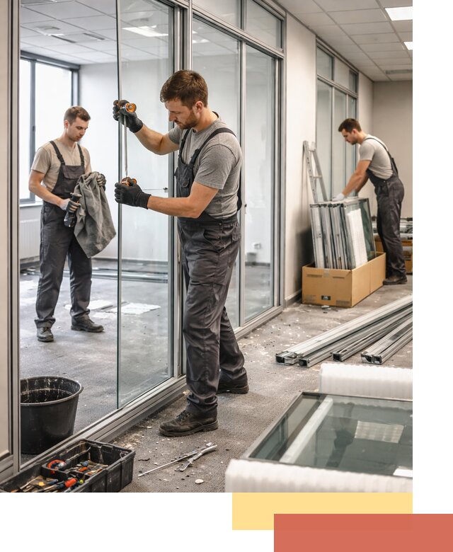 Демонтаж стеклянных перегородок в Соль-илецке быстро и безопасно