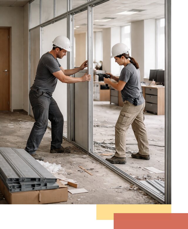 Демонтаж алюминиевых перегородок в Соль-илецке быстро и аккуратно