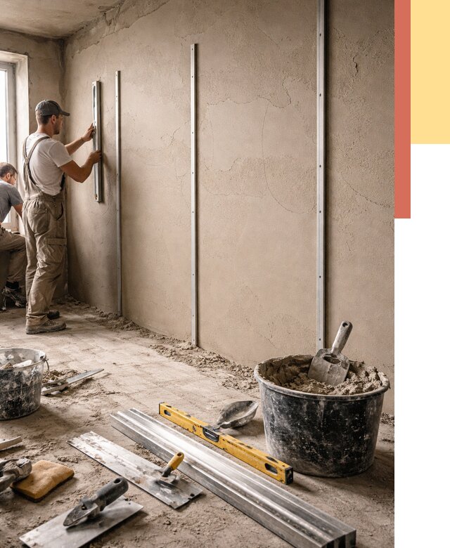 Штукатурка стен по маякам в Соль-илецке от 5730 руб./м² — выравнивание под ключ | ОТДЕЛОЧНИК-Сои