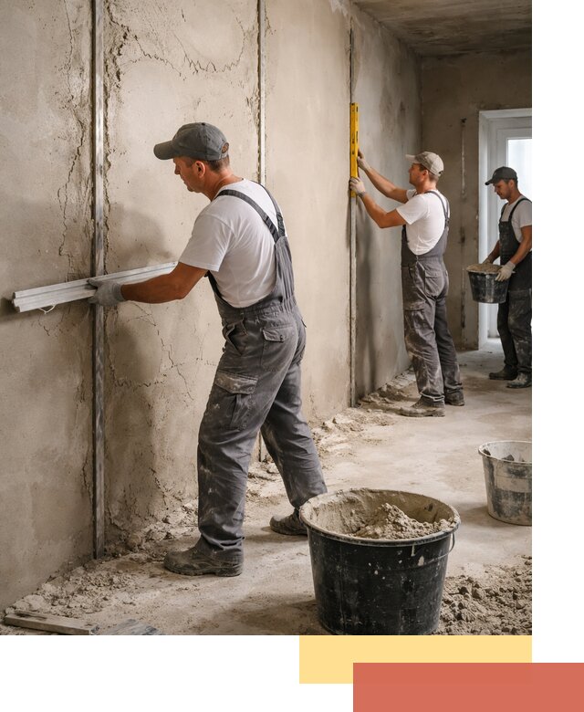 Штукатурка стен по маякам в Соль-илецке — точная и ровная поверхность