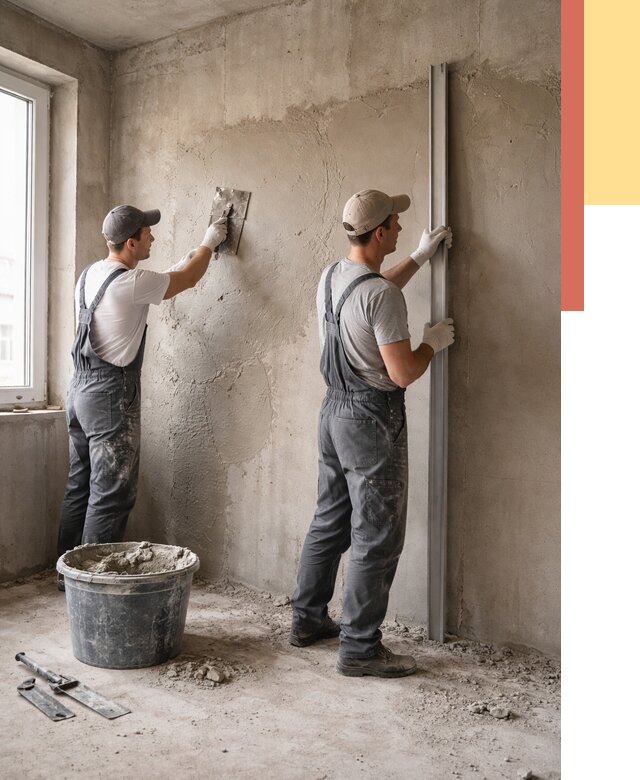 Штукатурка бетонных стен в Соль-илецке от 4688 руб/м² — качественно и быстро | ОТДЕЛОЧНИК-Сои