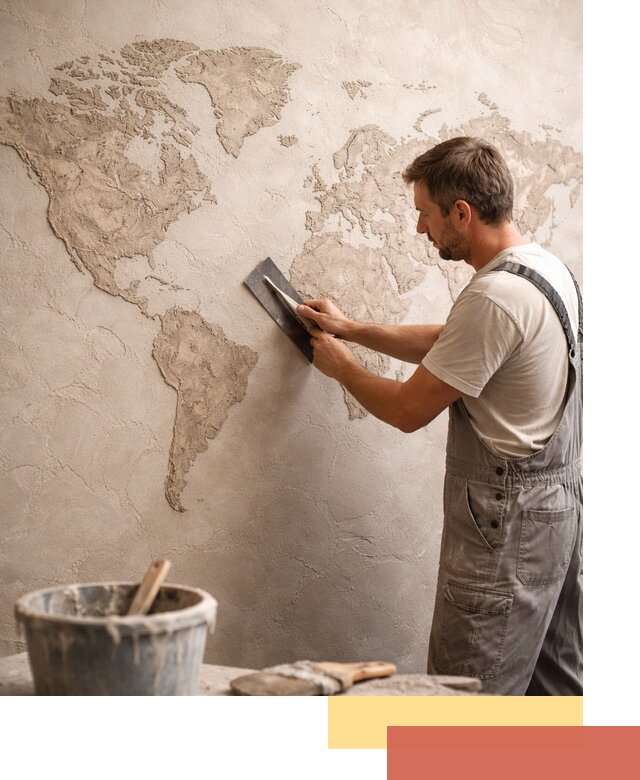 Декоративная штукатурка «Карта мира» под ключ в Соль-илецке