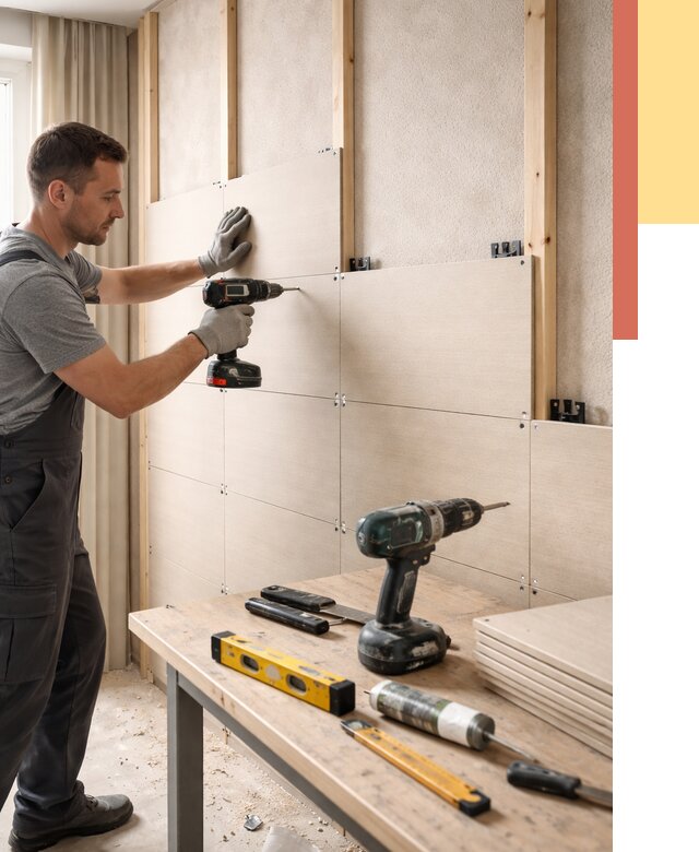 Монтаж МДФ панелей на стены в Соль-илецке от 1302 руб. под ключ | ОТДЕЛОЧНИК-Сои