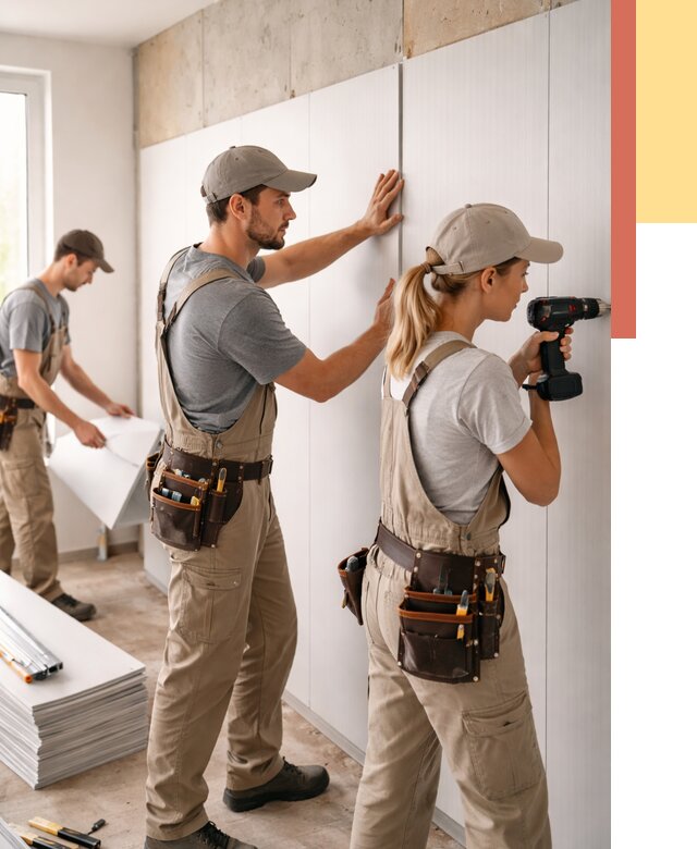 Монтаж ПВХ панелей на стены в Соль-илецке от 469 руб/м2 — быстро и недорого | ОТДЕЛОЧНИК-Сои