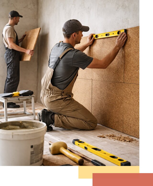 Монтаж пробковых панелей на стены в Соль-илецке быстро и качественно