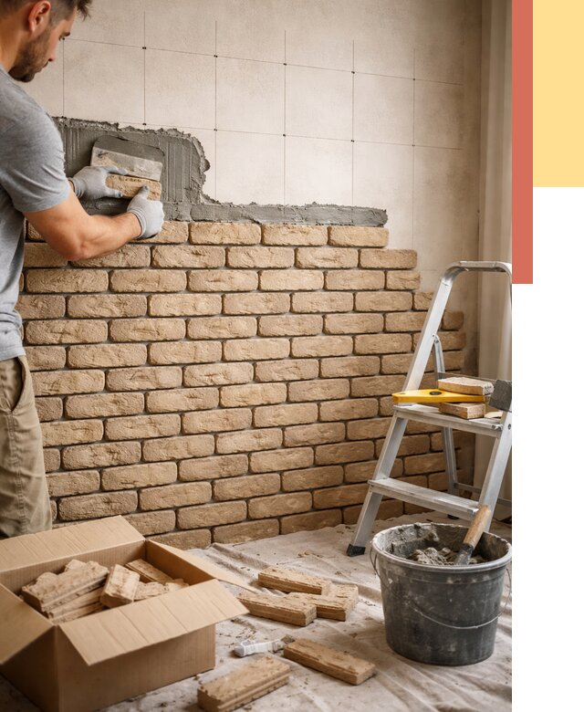 Монтаж декоративного кирпича в Соль-илецке от 3334 руб./м² — быстро и недорого | ОТДЕЛОЧНИК-Сои