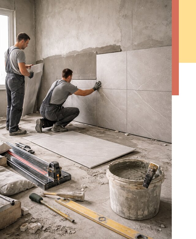 Облицовка стен керамогранитом в Соль-илецке от 4376 руб./м² — услуги под ключ | ОТДЕЛОЧНИК-Сои