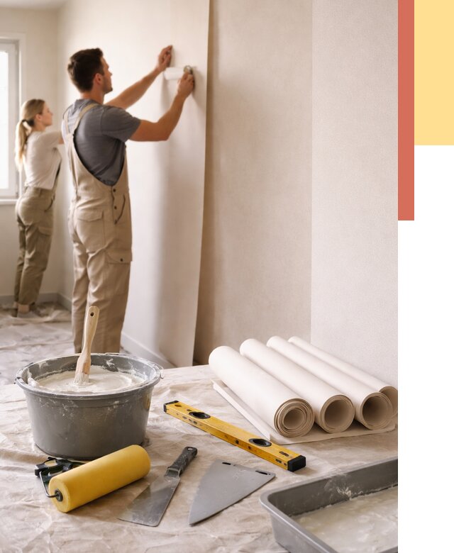 Поклейка бумажных обоев в Соль-илецке от 5730 руб./м2 — быстро и недорого | ОТДЕЛОЧНИК-Сои