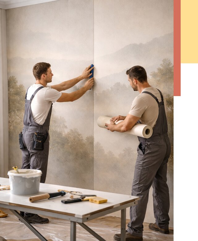 Поклейка фотообоев в Соль-илецке от 8855 руб/м² — быстро и недорого | ОТДЕЛОЧНИК-Сои