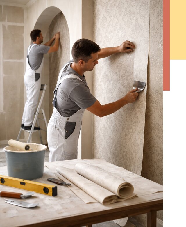 Поклейка обоев на сложные стены в Соль-илецке от 2917 руб. под ключ | ОТДЕЛОЧНИК-Сои