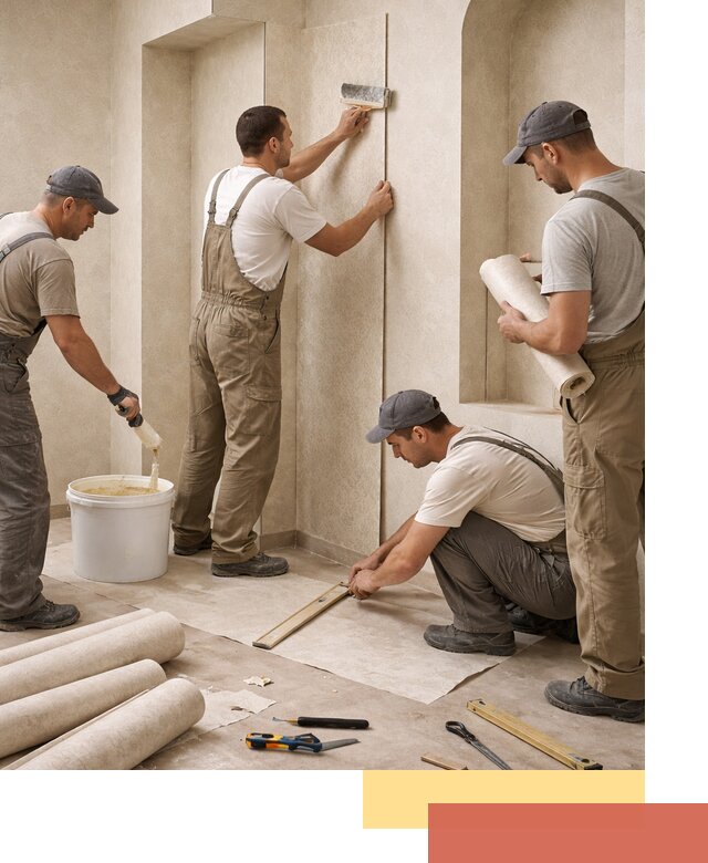 Поклейка обоев на сложные стены и неровные поверхности в Соль-илецке