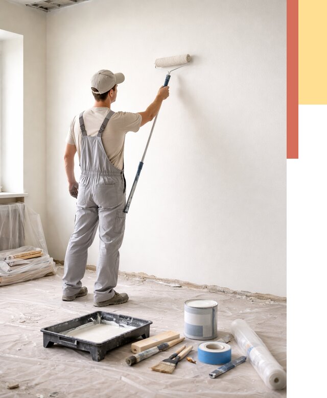 Покраска стен водоэмульсионной краской в Соль-илецке от 469 руб. за м² | ОТДЕЛОЧНИК-Сои