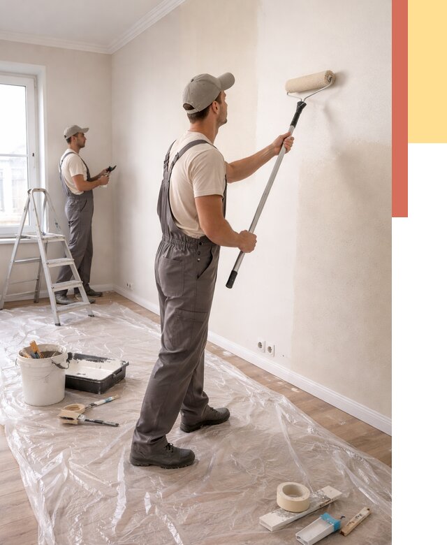 Покраска стен акриловой краской в Соль-илецке от 3646 руб./м² — быстро и недорого | ОТДЕЛОЧНИК-Сои