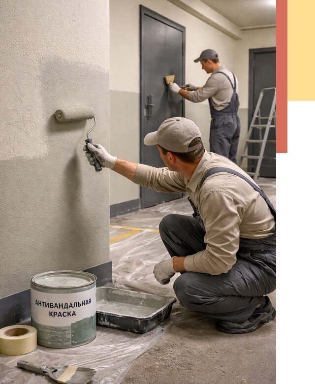 Покраска стен антивандальной краской в Соль-илецке от 4688 руб./м² под ключ | ОТДЕЛОЧНИК-Сои