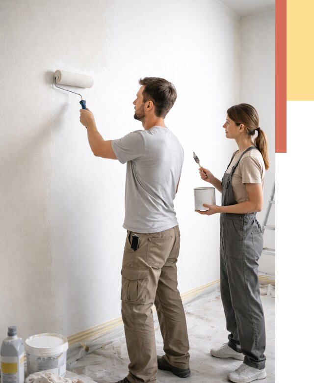 Окраска стен по стеклохолсту в Соль-илецке от 4688 руб/м² под ключ | ОТДЕЛОЧНИК-Сои