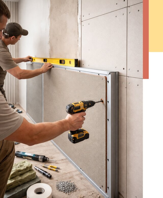 Шумоизоляция стен панелями ЗИПС в Соль-илецке от 2292 руб./м² под ключ | ОТДЕЛОЧНИК-Сои