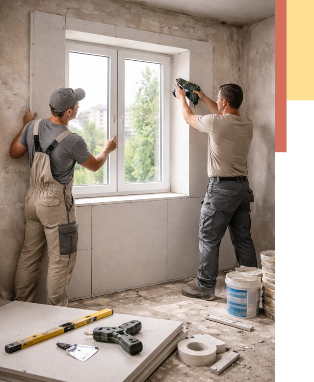 Монтаж откосов из гипсокартона в Соль-илецке от 4688 руб. под ключ | ОТДЕЛОЧНИК-Сои