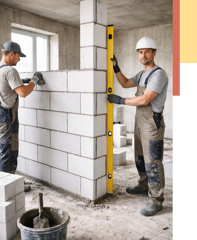 Кладка перегородок из пеноблока в Соль-илецке от 1875 руб. под ключ | ОТДЕЛОЧНИК-Сои