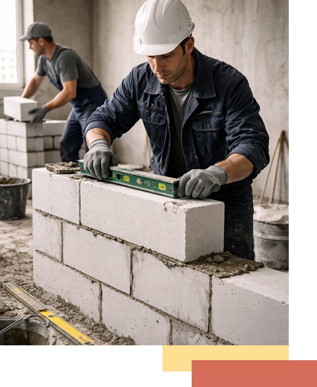 Кладка перегородок из пеноблока под ключ в Соль-илецке