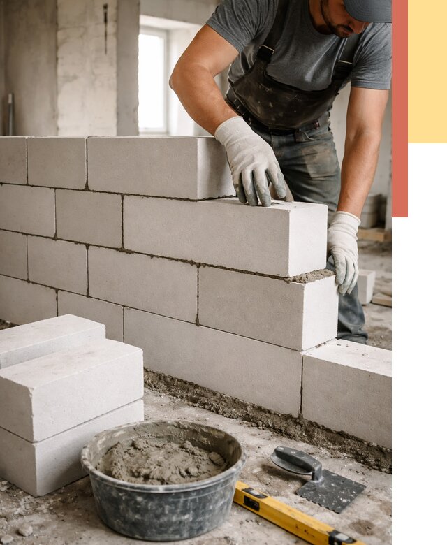 Кладка перегородок из силикатного блока в Соль-илецке от 4167 руб. под ключ | ОТДЕЛОЧНИК-Сои