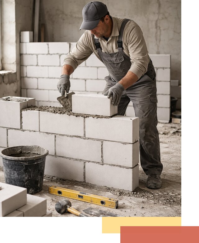 Кладка перегородок из силикатного блока в Соль-илецке