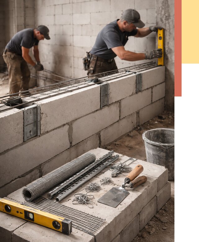 Армирование кладки перегородок в Соль-илецке от 781 руб. под ключ | ОТДЕЛОЧНИК-Сои