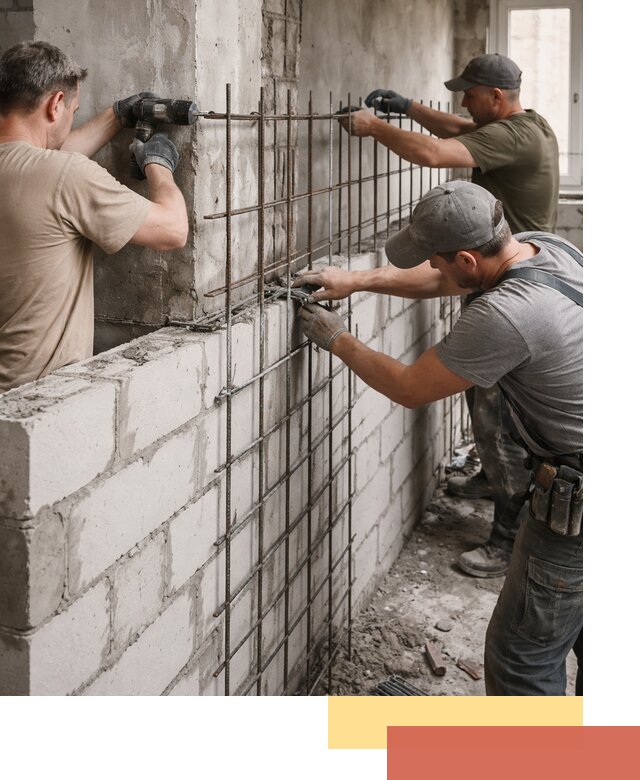 Армирование кладки перегородок в Соль-илецке профессионально и надёжно