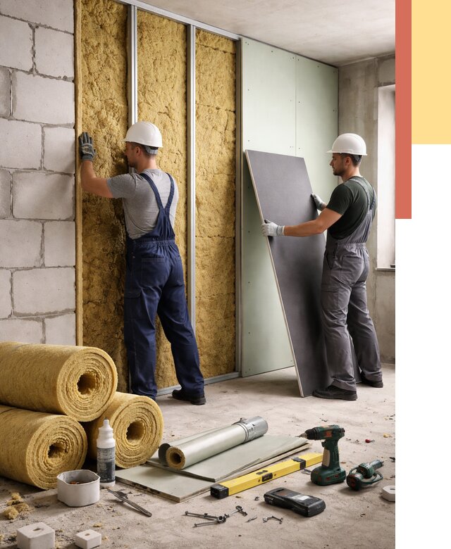 Шумоизоляция перегородок из блоков в Соль-илецке от 1927 руб./м² — быстро и недорого | ОТДЕЛОЧНИК-Сои