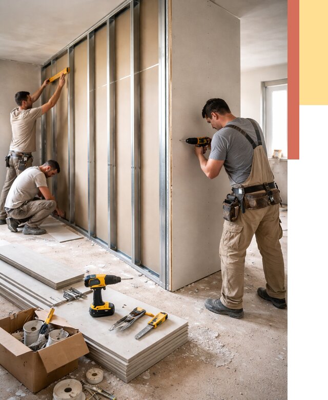 Монтаж однослойной перегородки из гипсокартона в Соль-илецке от 677 руб. | ОТДЕЛОЧНИК-Сои