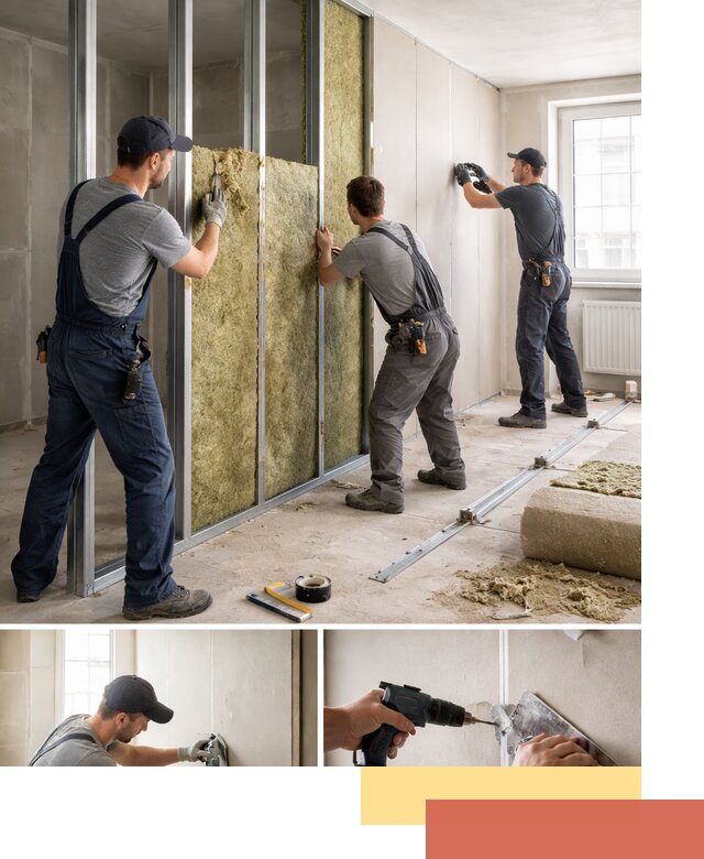 Перегородка из гипсокартона с шумоизоляцией в Соль-илецке — монтаж под ключ