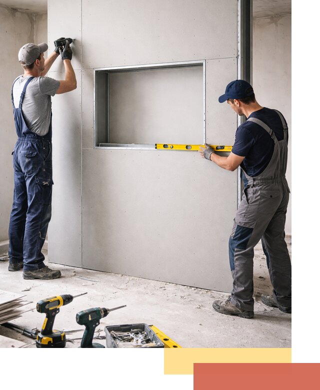 Перегородка из гипсокартона с нишей под декор в Соль-илецке