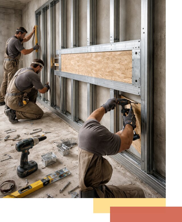 Усиленная перегородка для крепления тяжёлых конструкций в Соль-илецке