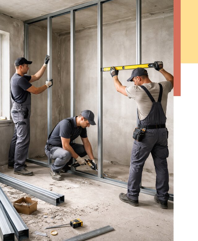 Монтаж каркаса перегородки из профиля в Соль-илецке от 781 руб. | ОТДЕЛОЧНИК-Сои