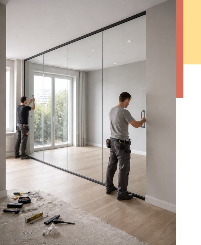 Изготовление стеклянных перегородок в Соль-илецке от 12866 руб. под ключ | ОТДЕЛОЧНИК-Сои