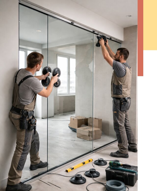 Монтаж стеклянных перегородок в Соль-илецке от 6772 руб. | ОТДЕЛОЧНИК-Сои