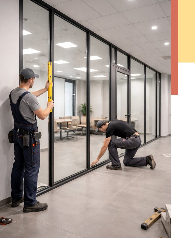 Каркасные стеклянные перегородки в Соль-илецке под ключ от 9585 руб. | ОТДЕЛОЧНИК-Сои