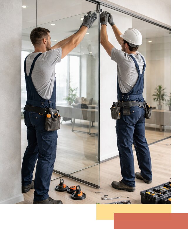 Безрамные стеклянные перегородки под ключ в Соль-илецке