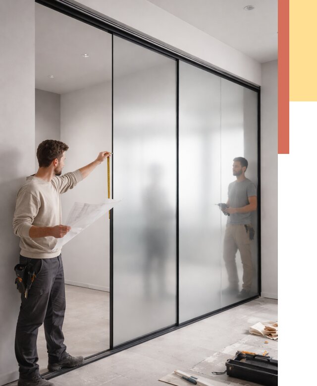 Матовые стеклянные перегородки в Соль-илецке от 8855 руб. — монтаж и установка | ОТДЕЛОЧНИК-Сои