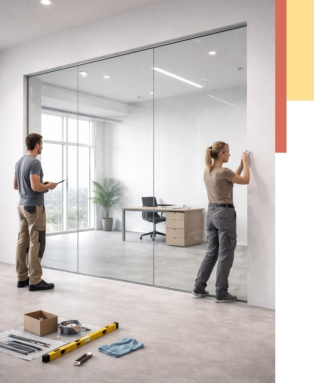 Перегородки из закаленного стекла в Соль-илецке от 9897 руб. под ключ | ОТДЕЛОЧНИК-Сои