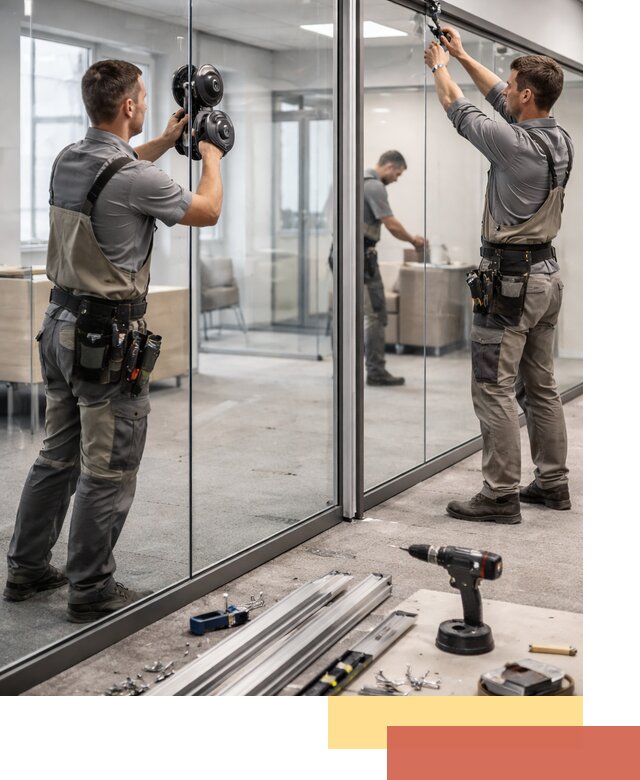 Стеклянные офисные перегородки под ключ в Соль-илецке