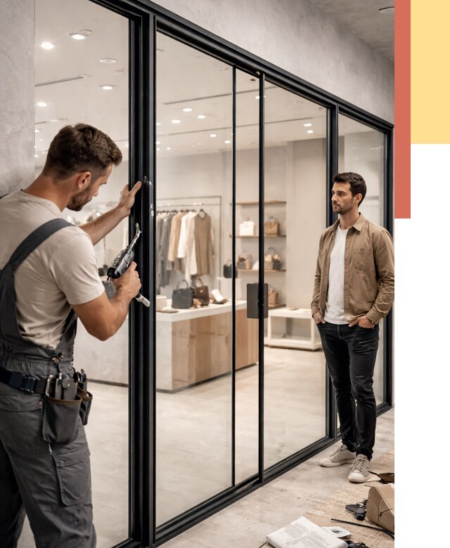 Стеклянные перегородки для магазинов в Соль-илецке от 8543 руб. под ключ | ОТДЕЛОЧНИК-Сои