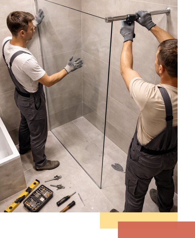 Стеклянные перегородки для душа в Соль-илецке — изготовление и монтаж