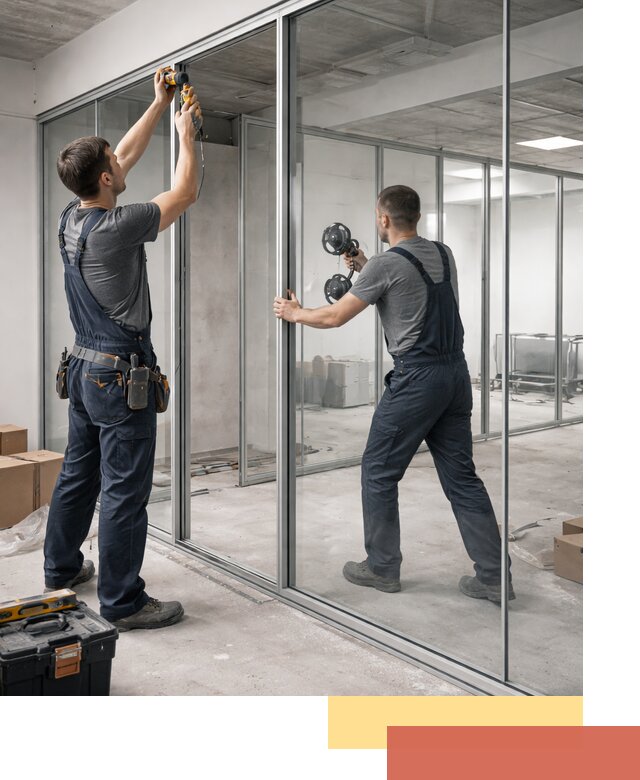 Алюминиевые перегородки со стеклом в Соль-илецке — изготовление и монтаж