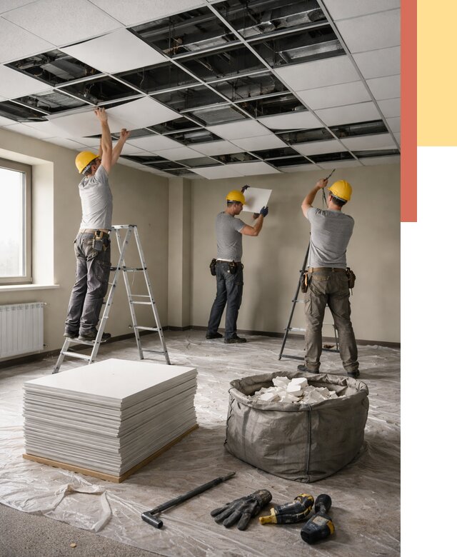 Демонтаж потолка Армстронг в Соль-илецке от 4688 руб. быстро и недорого | ОТДЕЛОЧНИК-Сои