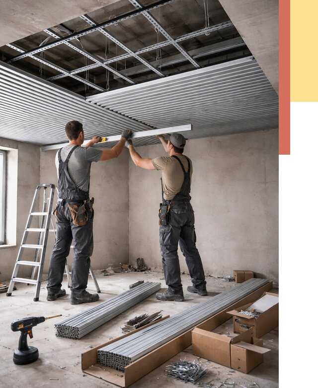 Монтаж реечного потолка в Соль-илецке от 4688 руб. под ключ | ОТДЕЛОЧНИК-Сои