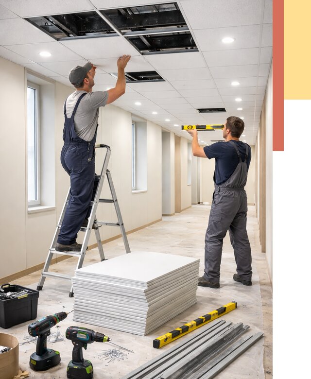 Ремонт потолка Армстронг в Соль-илецке от 4688 руб. — быстро и недорого | ОТДЕЛОЧНИК-Сои