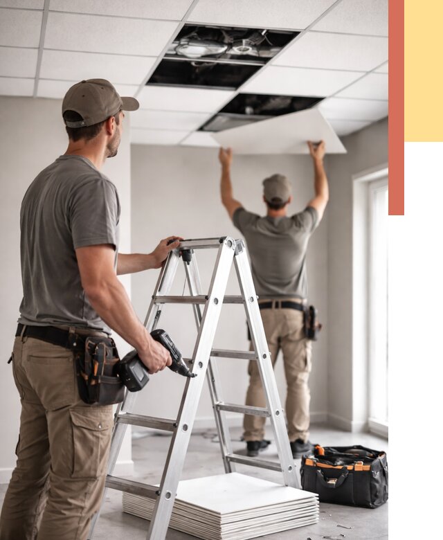 Обслуживание подвесного потолка в Соль-илецке от 3646 руб. — быстро и недорого | ОТДЕЛОЧНИК-Сои